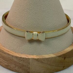 Kate Spade Take A Bow White Enamel Bangle Bracelet
